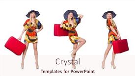  Presentation with summer holiday - Theme with woman-ready-for-summer-holiday background and a lemonade colored foreground