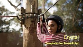  Presentation with adventure - Beautiful PPT layouts featuring woman ready to zip line backdrop and a  colored foreground