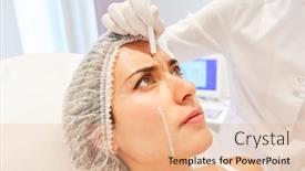  Presentation with wrinkle - Slides enhanced with woman-receives-hyaluronic-acid-dermal background and a lemonade colored foreground