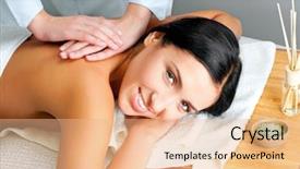  Presentation with spa - Presentation consisting of woman receiving a back massage background and a  colored foreground