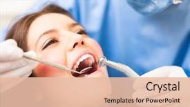  Presentation with treatment - Colorful slide set enhanced with woman receiving a dental treatment backdrop and a lemonade colored foreground