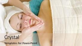  Presentation with facial - Audience pleasing presentation design consisting of woman receiving a facial massage at a beauty spa backdrop and a lemonade colored foreground