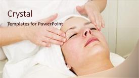  Presentation with facial - Presentation design enhanced with woman receiving a facial massage at a beauty spa background and a lemonade colored foreground