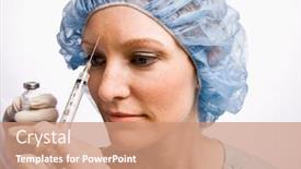  Presentation with injection - Beautiful PPT theme featuring woman receiving an injection backdrop and a coral colored foreground