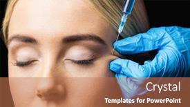  Presentation with botox - Audience pleasing presentation theme consisting of woman receiving botox injection on her forehead in examination room backdrop and a coral colored foreground