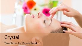  Presentation with wellness - Audience pleasing slide set consisting of woman receiving head or face backdrop and a coral colored foreground