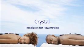  Presentation with young man and a woman - Presentation design with woman receiving hot stone therapy background and a sky blue colored foreground