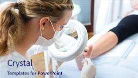 Presentation with day spa - PPT theme having woman receiving podiatry treatment background and a  colored foreground