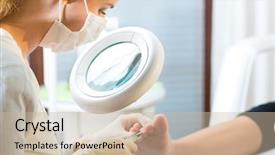  Presentation with day spa - Audience pleasing slide set consisting of woman receiving podiatry treatment backdrop and a  colored foreground