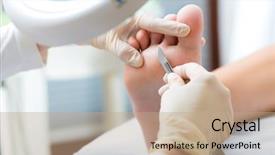  Presentation with day spa - Audience pleasing slides consisting of woman receiving podiatry treatment backdrop and a coral colored foreground