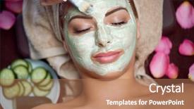  Presentation with acne woman - Amazing theme having woman receiving spa treatment backdrop and a coral colored foreground