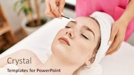  Presentation with treatment - Slides having woman-reciving-eyebrows-treatment background and a lemonade colored foreground