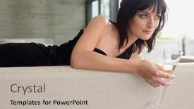  Presentation with living room - Presentation theme having woman-reclining-on-couch background and a mint green colored foreground