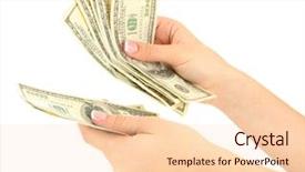  Presentation with us dollars - Slide deck having woman-recounts-dollars-close-up background and a lemonade colored foreground