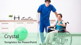  Presentation with traffic accident - Slides enhanced with woman recovering after traffic accident background and a  colored foreground