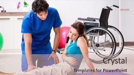  Presentation with traffic accident - Slide set having woman recovering after traffic accident background and a  colored foreground