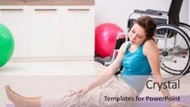  Presentation with traffic accident - Theme having woman recovering after traffic accident background and a  colored foreground