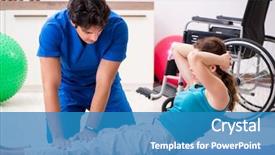  Presentation with traffic accident - Theme featuring woman recovering after traffic accident background and a teal colored foreground