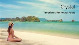  Presentation with blue crystal - Audience pleasing slide set consisting of woman relax on the sea backdrop and a lemonade colored foreground