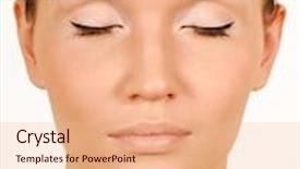  Presentation with relaxation - Audience pleasing slide deck consisting of woman relaxation natural beauty closed eyes backdrop and a coral colored foreground
