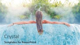  Presentation with health care wellness - PPT theme enhanced with woman-relaxes-in-basin background and a  colored foreground