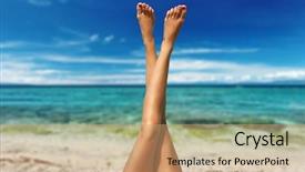  Presentation with relaxing - Cool new presentation with woman relaxing at beach jetty backdrop and a coral colored foreground