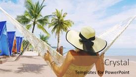  Presentation with thailand - Colorful PPT layouts enhanced with woman relaxing at the beach on a hammock in koh samui thailand backdrop and a coral colored foreground