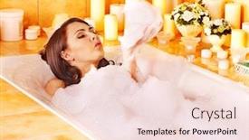  Presentation with bubble - Audience pleasing presentation design consisting of woman-relaxing-at-water backdrop and a lemonade colored foreground