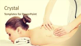  Presentation with relaxing - Presentation featuring woman relaxing beeing massaged background and a  colored foreground