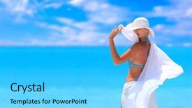  Presentation with beautiful skin and beach - PPT theme featuring detailed and accurate illustration of made in britain stamps background and a sky blue colored foreground