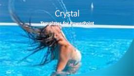  Presentation with swimming pool - Presentation theme consisting of woman relaxing by the infinity swimming pool in greece background and a teal colored foreground