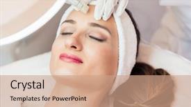  Presentation with beauty salon - PPT layouts consisting of woman relaxing during non-surgical background and a coral colored foreground