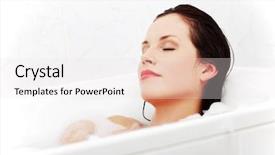  Presentation with relaxing - PPT theme enhanced with woman relaxing during the bath background and a sky blue colored foreground