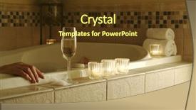  Presentation with tub - Presentation theme consisting of woman relaxing in a tiled tub sparkling wine candles and towels adorn the scene background and a tawny brown colored foreground