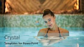  Presentation with relaxing - Presentation theme having woman-relaxing-in-a-whirlpool background and a light blue colored foreground