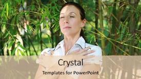  Presentation with bamboo - Slide set with woman relaxing in bamboo forest background and a  colored foreground