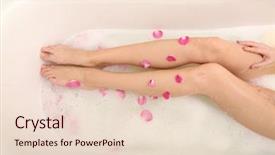  Presentation with foam - Audience pleasing PPT layouts consisting of woman relaxing in bath backdrop and a lemonade colored foreground