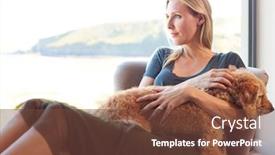  Presentation with relaxing - Beautiful presentation theme featuring woman-relaxing-in-chair backdrop and a tawny brown colored foreground