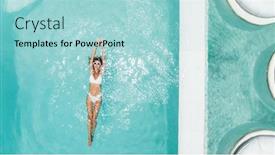  Presentation with clear water - Slide deck having woman-relaxing-in-clear-pool background and a light blue colored foreground