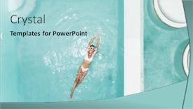  Presentation with ocean clear water deep blue - Slide set featuring woman-relaxing-in-clear-pool background and a light blue colored foreground