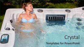  Presentation with hot tub - PPT layouts with woman relaxing in hot tub background and a light blue colored foreground