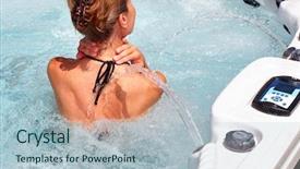  Presentation with hot tub - PPT theme featuring woman relaxing in hot tub background and a light blue colored foreground