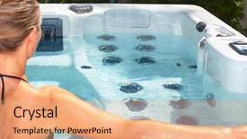  Presentation with hot tub - Slides enhanced with woman relaxing in hot tub background and a coral colored foreground