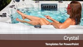  Presentation with hot tub - Slide deck with woman relaxing in hot tub background and a tawny brown colored foreground