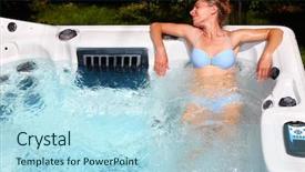  Presentation with hot tub - PPT layouts featuring woman relaxing in hot tub background and a light blue colored foreground