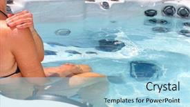  Presentation with hot tub - Audience pleasing presentation theme consisting of woman relaxing in hot tub backdrop and a light blue colored foreground