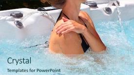  Presentation with hot tub - Audience pleasing slides consisting of woman relaxing in hot tub backdrop and a  colored foreground