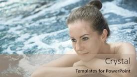  Presentation with sensuality woman black angel relaxing - Audience pleasing theme consisting of woman-relaxing-in-hot-tube backdrop and a coral colored foreground