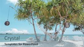  Presentation with tropical - Amazing slide deck having woman-relaxing-in-the-hammock backdrop and a light blue colored foreground