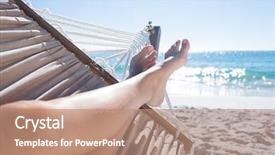  Presentation with relaxing - Amazing presentation design having woman relaxing in the hammock backdrop and a coral colored foreground